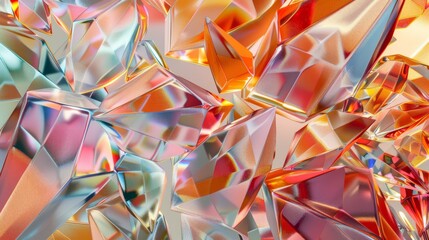A 3D render of a crystal glass texture on a trendy colorful background