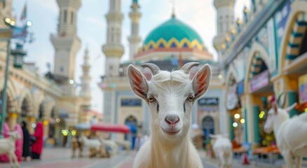 Goat Qurban Eid al adha mubarak festival islamic background Generated with Ai Tools