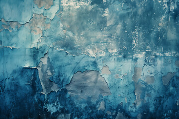 closeup of blue grunge wall, stained rough surface wallpaper, aged, vintage background (1) - obrazy, fototapety, plakaty