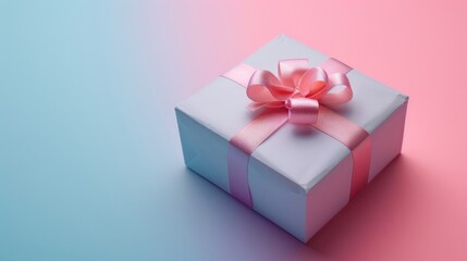 Obraz premium Title: Serene Simplicity - Elegant Minimal Gift Box on Soft Pastel Gradient Background