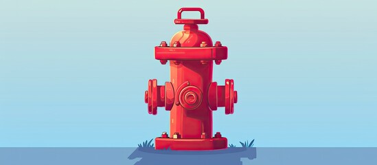 A red fire hydrant, a machine designed to supply water in case of a fire, is placed on a grassy field. This engineering device is crucial for fire safety events