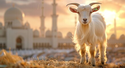 Goat Qurban Eid al adha mubarak festival islamic background Generated with Ai Tools