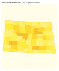 North Dakota, United States. Simple vector map. State shape. Solid Regions style. Border of North Dakota. Vector illustration.