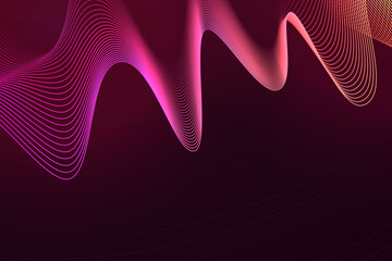 Yellow and pink wave background. Vector design with neon light effect. Shiny wavy lines