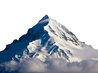 Snowy mountain peak isolated on white background