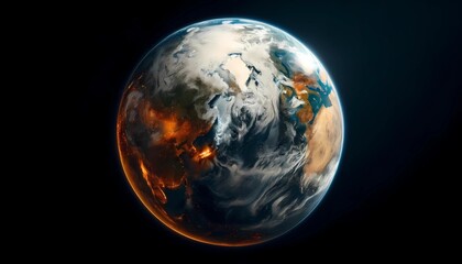 Earth day showing the earth melting due to high temperatures as an effect of climate change  