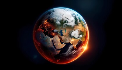 Earth with the effects of climate change, particularly extreme weather conditions and heatwaves for Earth day concept 