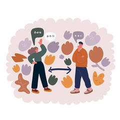 Cartoon vector illustration of People social distancing line icon. 2 meters distance between
