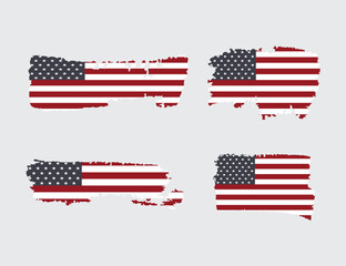 USA American Flag Vector Distressed Texture, Retro Vintage United States 4th July 1776 Map