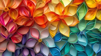 Quilling Paper Art: Stained Glass Inspired Geometric Patterns. - obrazy, fototapety, plakaty
