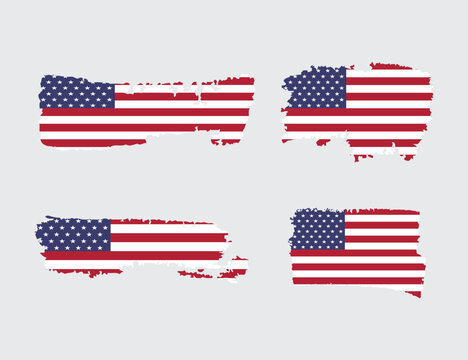 USA American Flag Vector Distressed Texture, Retro Vintage United States 4th July 1776 Map