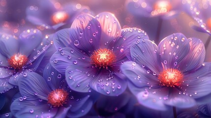 Oil painting of a beautiful purple flower with white petals
