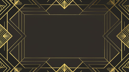 Golden geometric lines with an art deco style framework surrounding a black void for an elegant and stylish design