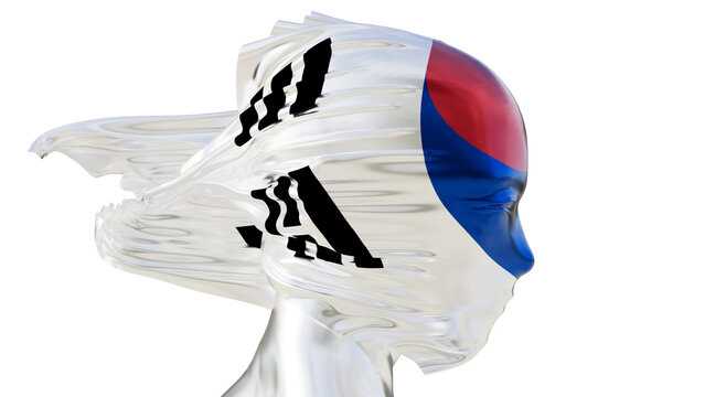Dynamic Swirls of the South Korean Flag in Abstract Representation