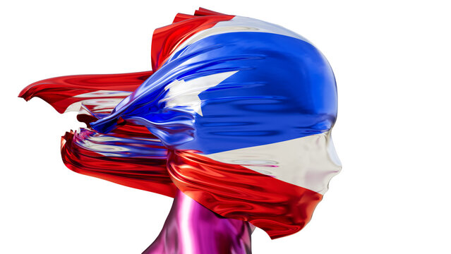 Abstract Representation of Puerto Rico Flag on Sculptural Form"