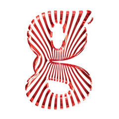 White symbol with red vertical ultra-thin straps. letter g