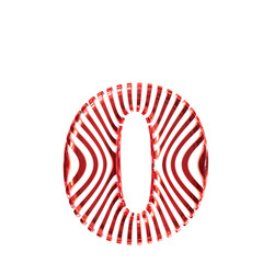 White symbol with red vertical ultra-thin straps. letter o
