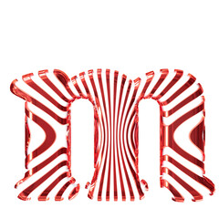White symbol with red vertical ultra-thin straps. letter m