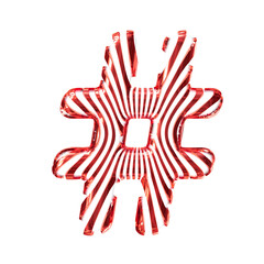 White symbol with red vertical ultra-thin straps