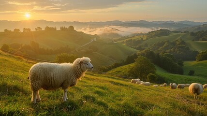 Obraz premium Sheep farming involves the production of wool, meat, and milk