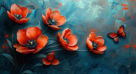 Beautiful oil painting of flowers