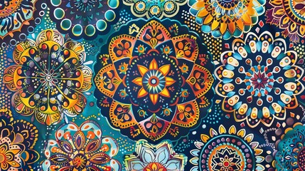 Ornate circular patterns known as mandalas are used in Islamic, Arabic, Indian, and Ottoman arts. These hand-drawn designs are popular decorative elements.