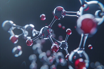 A visualization of a molecule, showcasing its atomic structure for scientific research in chemistry, biology, or medicine - obrazy, fototapety, plakaty