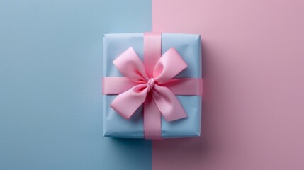 Pastel Pink and Blue Gradient with Minimalist Gift Box - Symbol of Thoughtful Giving.