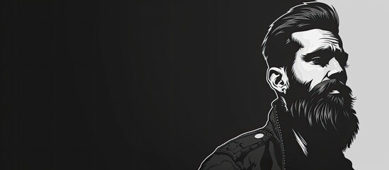 A captivating black and white drawing of a bearded man, he is portrayed with a captivating expression. The image exudes an artistic and musical vibe, perfect for an event in the performing arts world