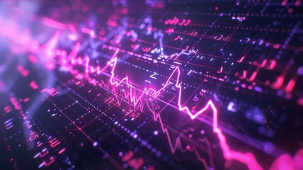 Obraz premium Sharp image of an EKG display with vibrant violet peaks