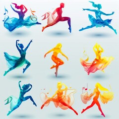 Fototapeta premium Dance App Icons: Hip-Hop, Ballet, Jazz, Tap