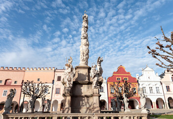 Fototapeta na wymiar Plague column in Telc town, Czechia, Europe