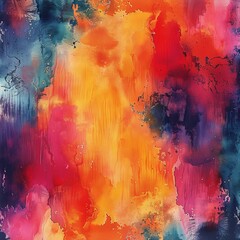 Abstract painting featuring a vivid blend of watercolors creating a dynamic and expressive fiery visual effect.