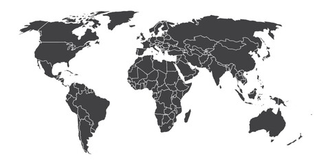 World Map Black in white background