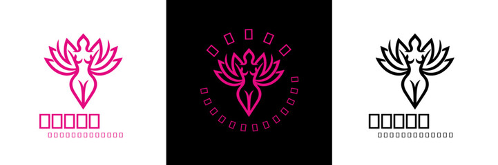 Silhouette Beautiful Woman in Lotus Flower Line Art for yoga Spa Cosmetic Beauty Body Skin Care Health meditation logo design vector illustration