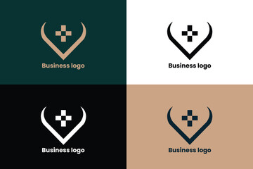 letter v logo, letter v and plus icon logo, letter v medical company logo, logomark
