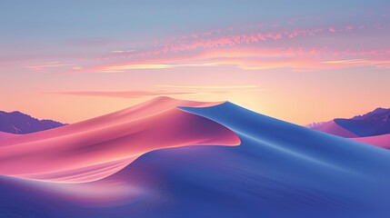 Simplified Pastel Desert Landscape at Sunrise.