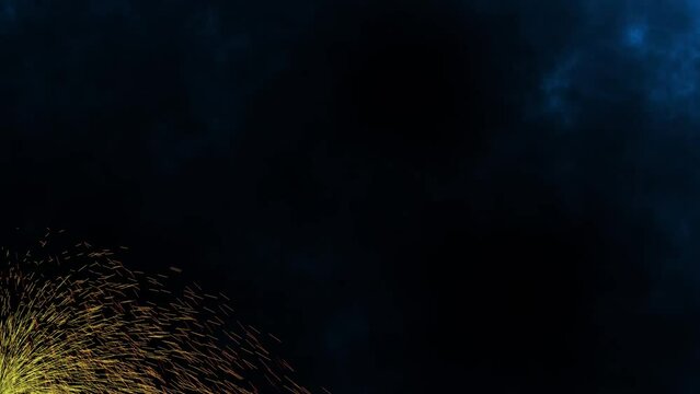 Firestorm texture. Bokeh lights on black background,
