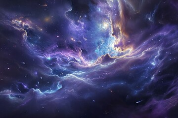 A cosmic scene featuring an entity composed of swirling galaxies and nebulae, transcending the boundaries of time and space.