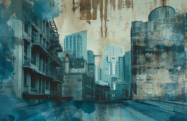 digital collage combining elements of urban decay