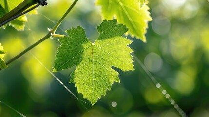 Feuilles de Vigne - A close-up image of a Vine Leaf, perfect for wine & gardening enthusiasts - obrazy, fototapety, plakaty