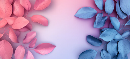Obraz premium Tropical Monstera Leaves with Blue and Pink Neon Glow