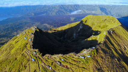 View of Batur volcano in the sunshine day © Sergey