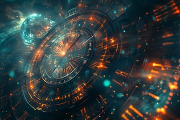 Obraz premium Abstract Conceptual Art of Circular Time Warp