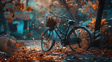 A beautiful photo of a bicycle and its elements AI generated - obrazy, fototapety, plakaty