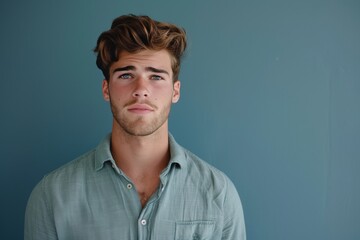 Obraz premium Handsome Man with Green Shirt. Generative AI.