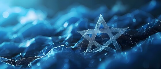 Digital Star of David - Symbol of Unity and Heritage. Concept Religious Symbol, Jewish Heritage, Unity, Digital Art, Star of David - obrazy, fototapety, plakaty