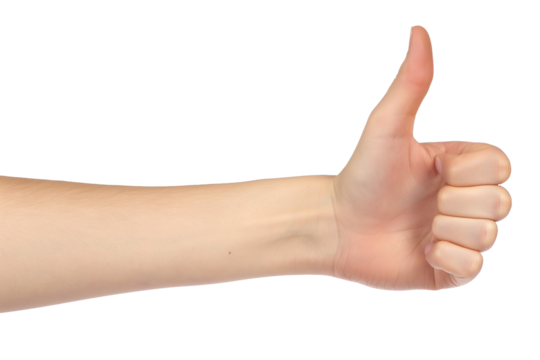 human hand with thumb up isolated on a transparent background