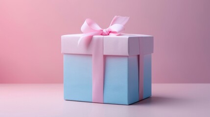 Soft Pastel Pink and Blue Split Gradient Minimalist Gift Box.