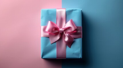 Soft Pastel Pink and Blue Gradient with Minimal Gift Box.